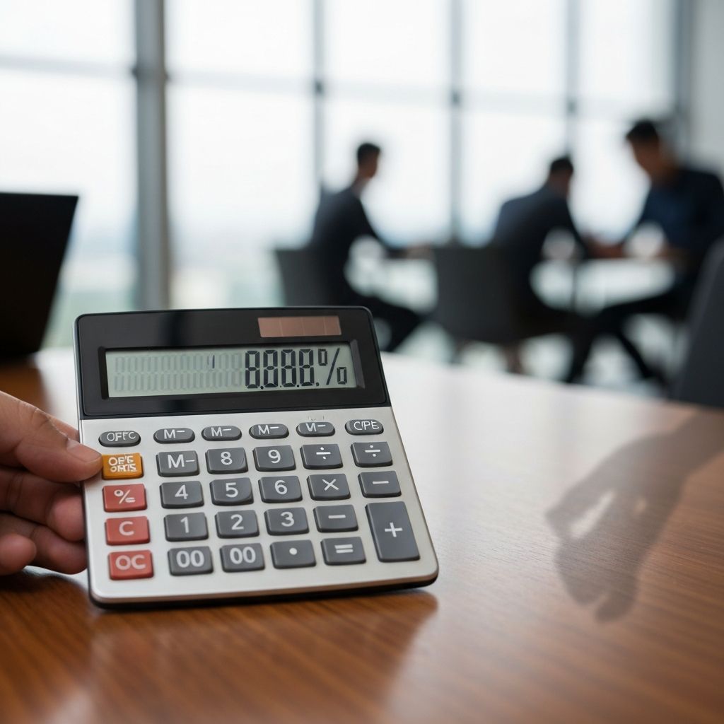 Business calculator showing fee percentages and calculations