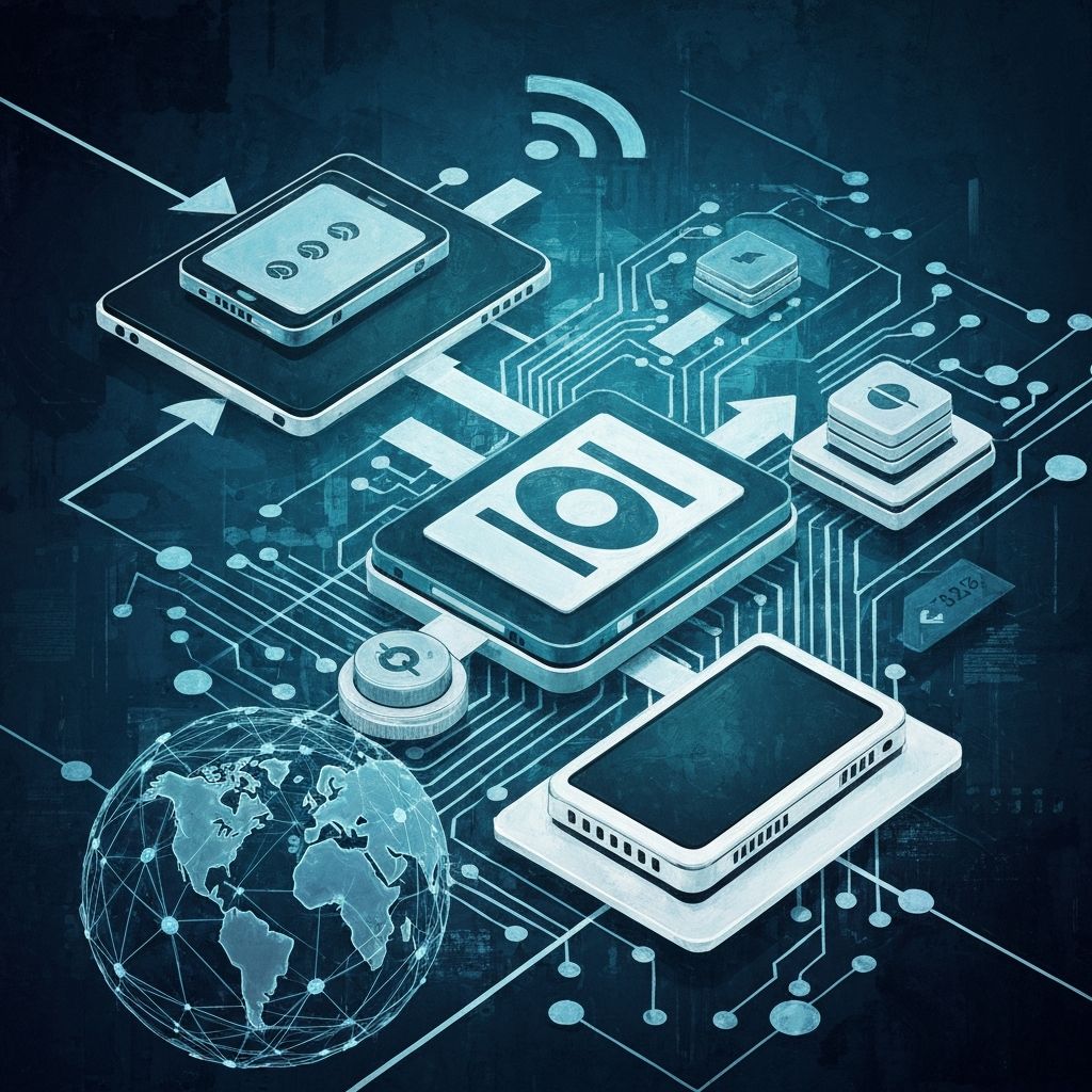 Digital payment transaction illustration showing online money transfer